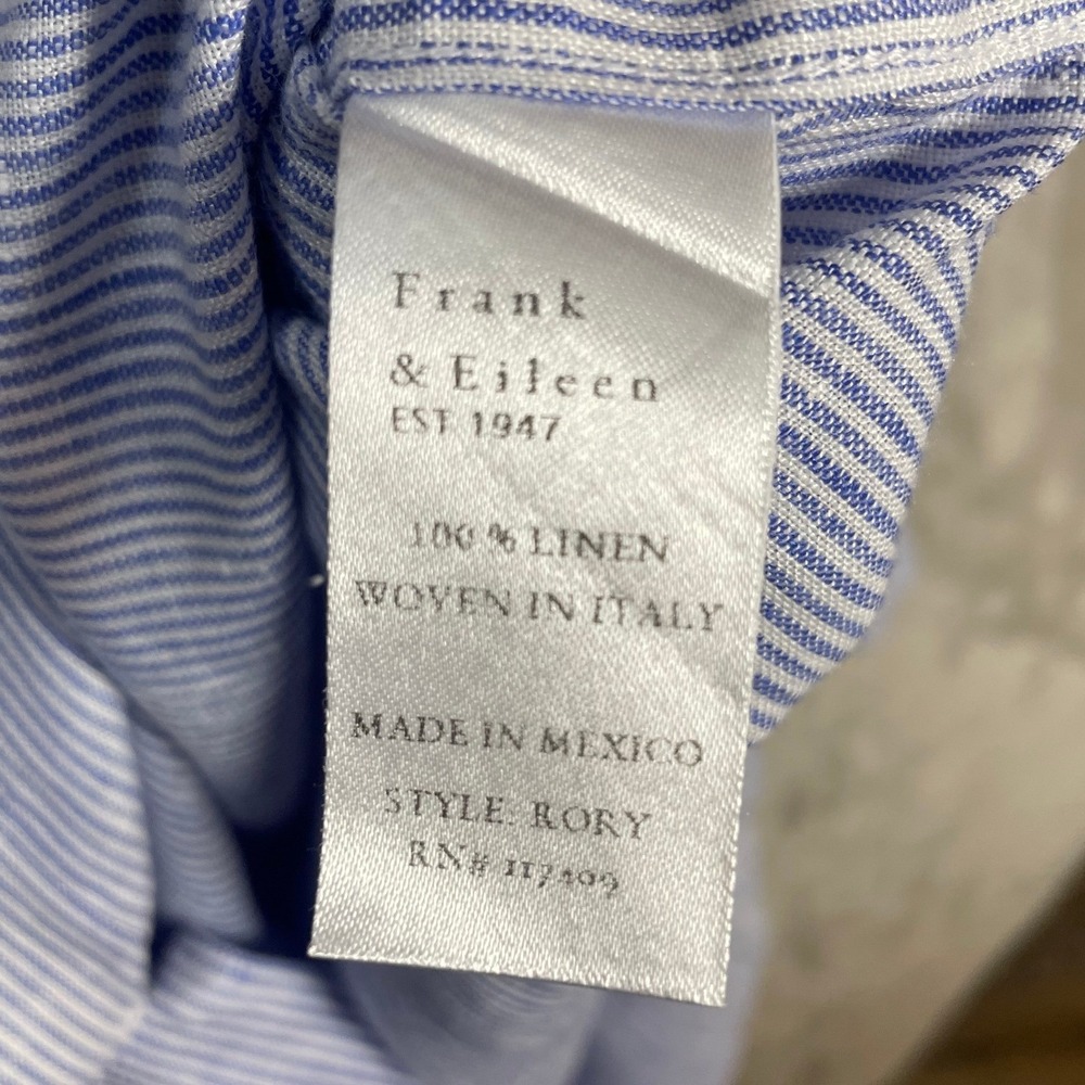 Frank & Eileen Rory Maxi Shirt Dress M Blue White Striped Italian Linen Coastal - Picture 7 of 9